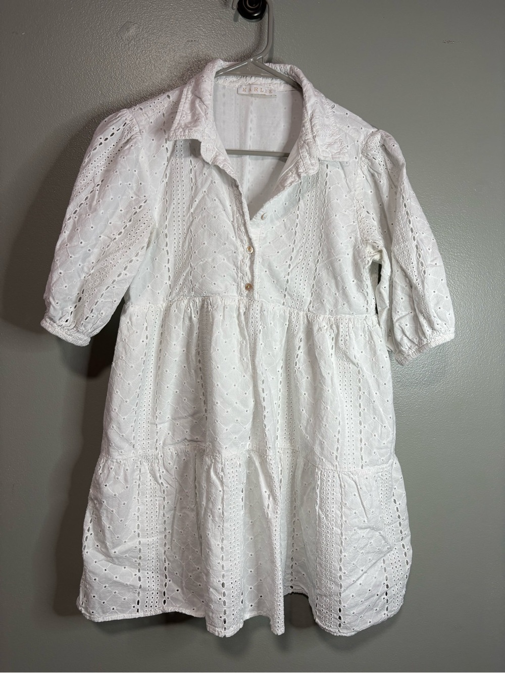 Karlie White Eyelet Babydoll Dress – Size Large